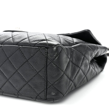Washed Caviar Quilted Maxi Single Flap Black