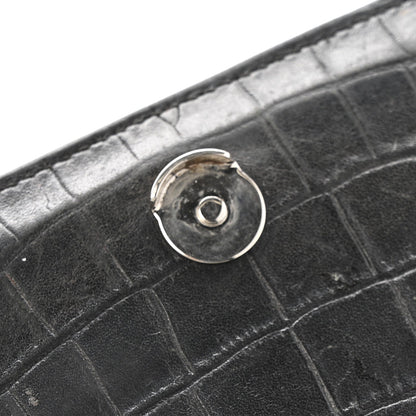 Calfskin Crocodile Embossed Medium Monogram Sunset Black