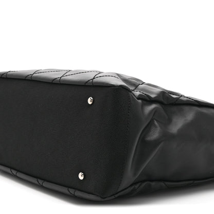 Coated Canvas Quilted Large Paris Biarritz Tote Black