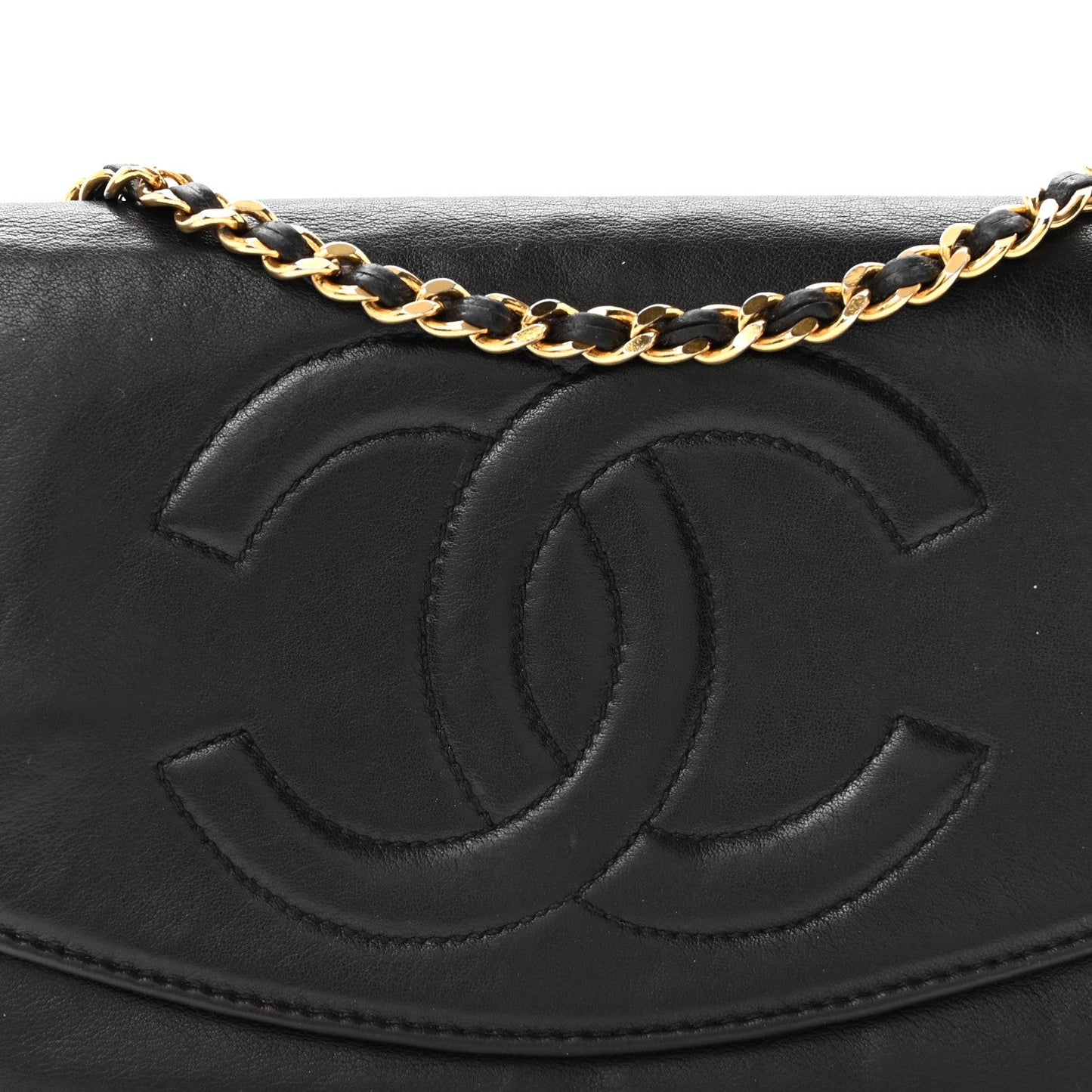 Lambskin Timeless CC Wallet On Chain WOC Black