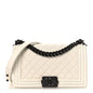 Calfskin Quilted Medium Boy Flap White