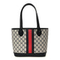 GG Supreme Monogram Textured Dollar Calfskin Web Small Ophidia Tote Beige Blue
