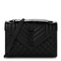 Grain De Poudre Textured Mixed Matelasse Triquilt Medium Monogram Monochrome Satchel Black