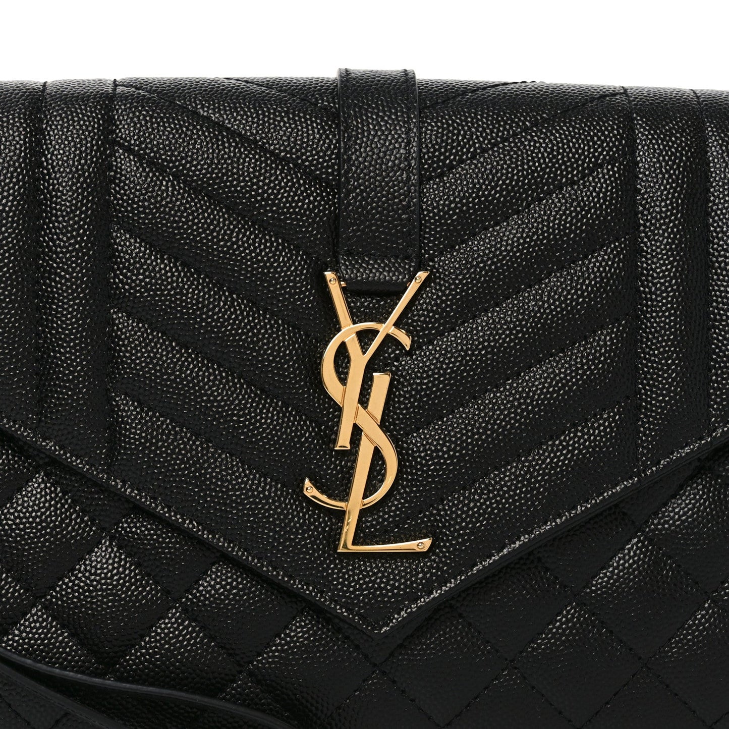 Grain De Poudre Textured Mixed Matelasse Triquilt Monogram Clutch Black
