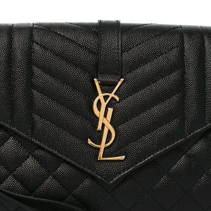 Grain De Poudre Textured Mixed Matelasse Triquilt Monogram Clutch Black