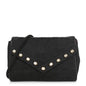Fabric Quilted Crystal Envelope Small Flap Black