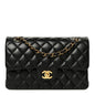 Lambskin Quilted Small Double Flap Black