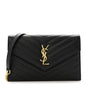 Grain De Poudre Matelasse Chevron Monogram Envelope Chain Wallet Black