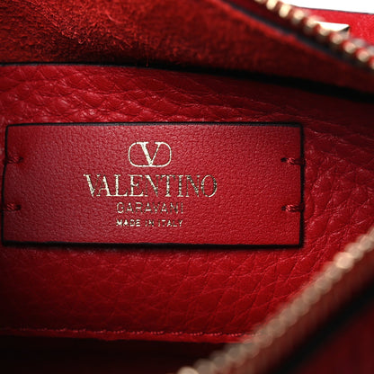 Grainy Calfskin Small Rockstud Crossbody Bag Rouge Pur