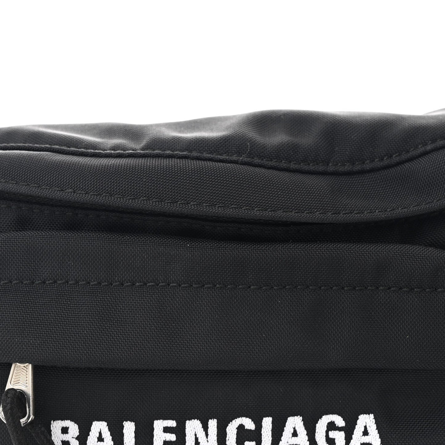 Sport Nylon Logo Embroidered Wheel Belt Bag Black White