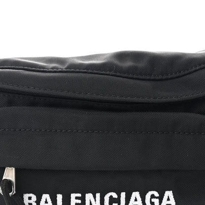 Sport Nylon Logo Embroidered Wheel Belt Bag Black White