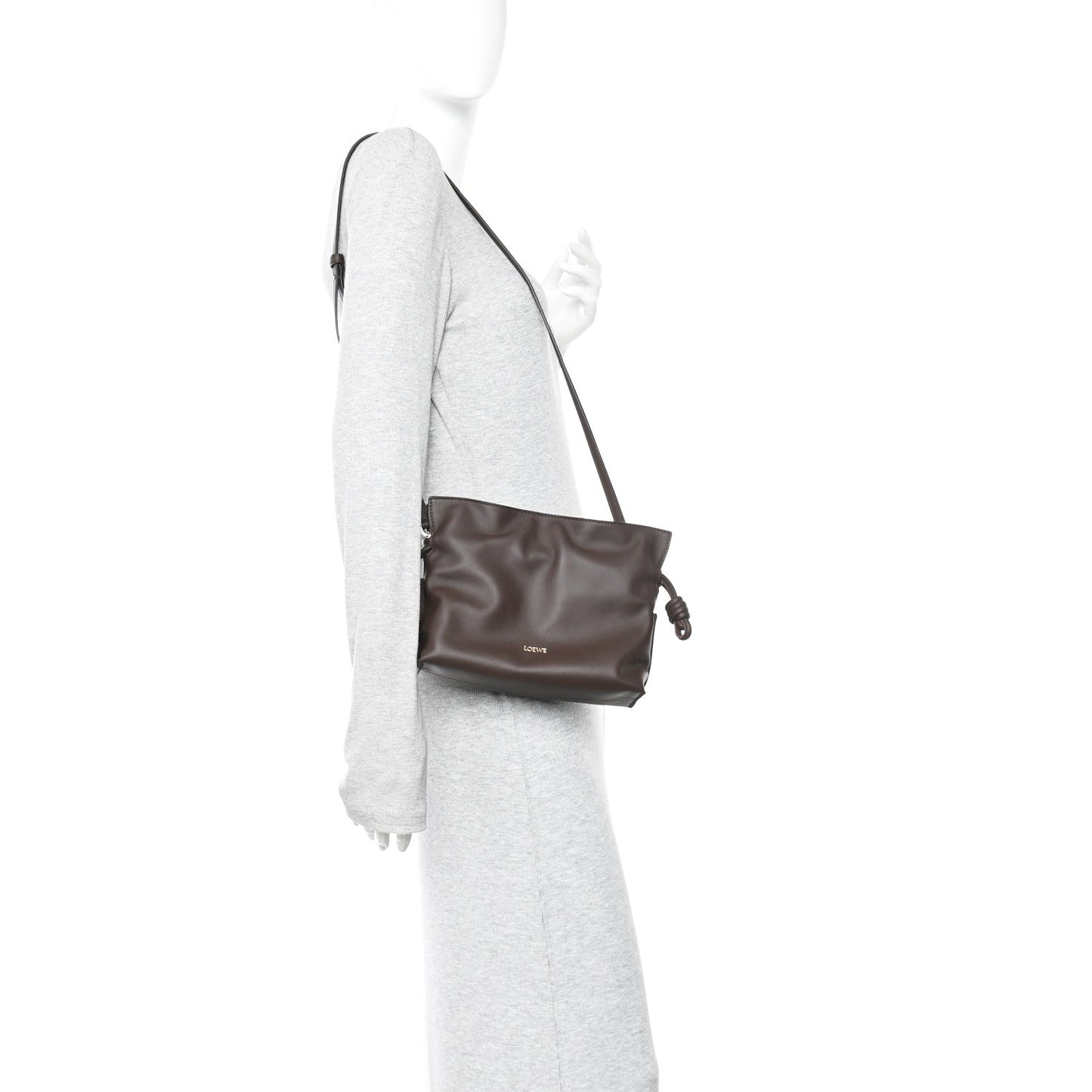 Calfskin Mini Flamenco Knot Clutch Chocolate