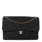 Denim Quilted XXL Travel Flap Bag Dark Blue Orange