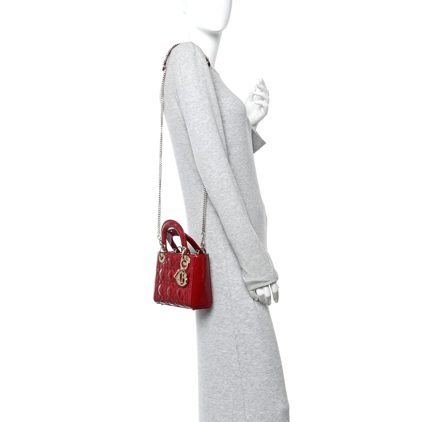 Patent Cannage Mini Lady Dior Red