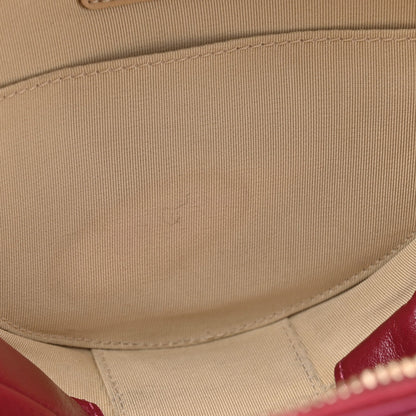 Glazed Calfskin Round As Earth Evening Bag Rouge