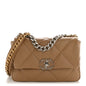 Lambskin Quilted Medium Chanel 19 Flap Beige