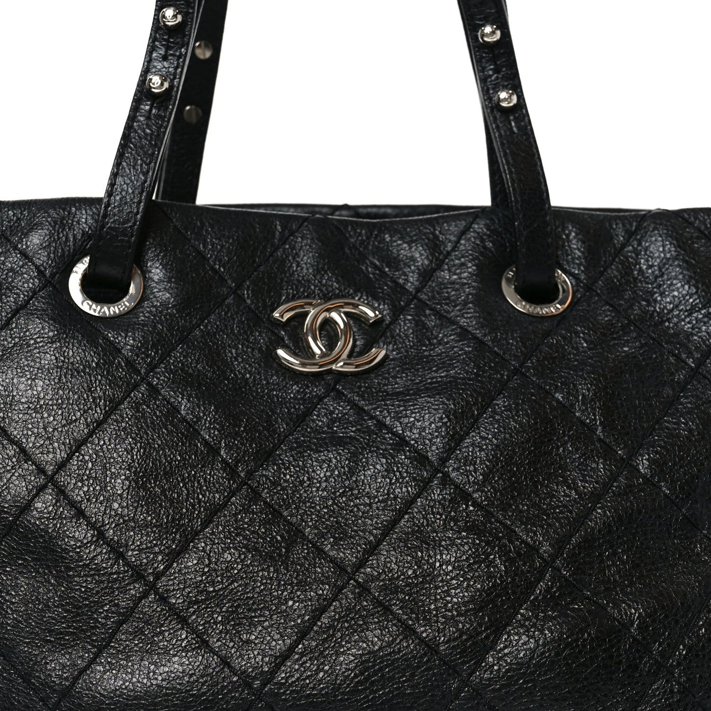 Glazed Calfskin Large On The Road Tote Black