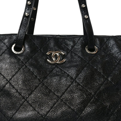 Glazed Calfskin Large On The Road Tote Black