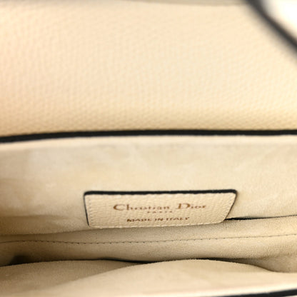 Grained Calfskin Mini Saddle Bag White