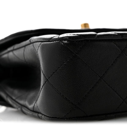 Lambskin Quilted Crossbody Flap Black