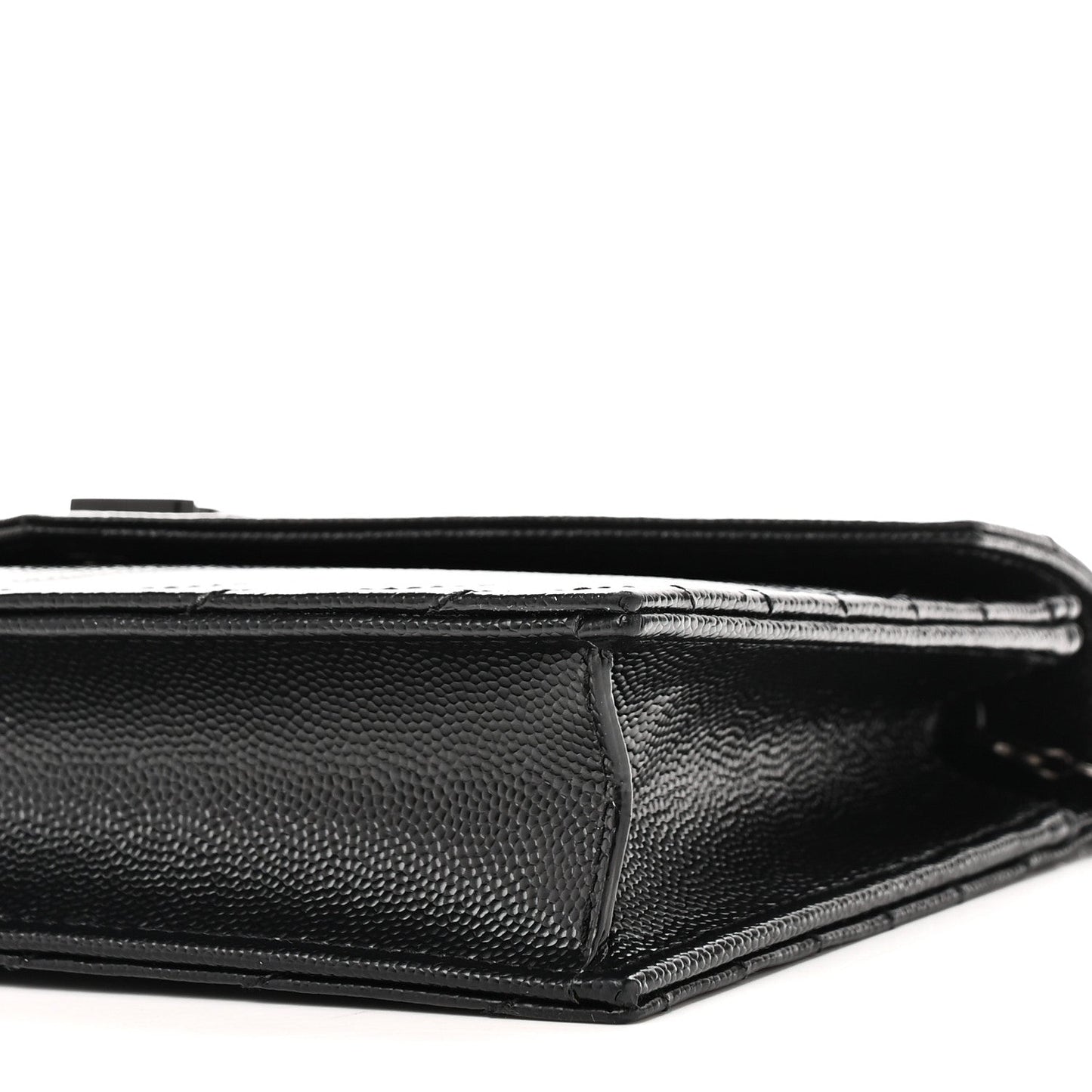 Grain De Poudre Matelasse Chevron Monogram Monochrome Envelope Chain Wallet Black
