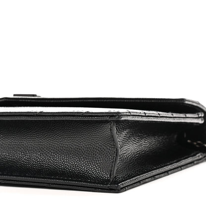 Grain De Poudre Matelasse Chevron Monogram Monochrome Envelope Chain Wallet Black