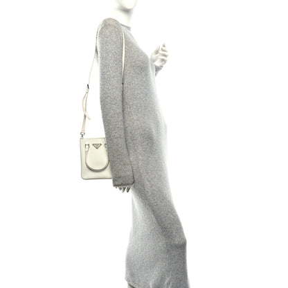 Spazzolato Triangle Small Double Handle Crossbody Tote White