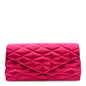 Satin Quilted Sade Puffer Envelope Clutch Bubblegum