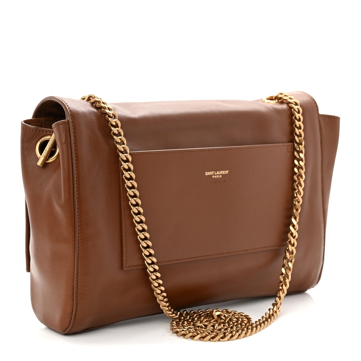 Suede Braided Monogram Large Kate Satchel Brown
