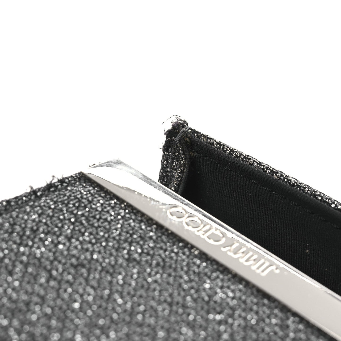 Glitter Fabric Erica Chain Clutch  Anthracite