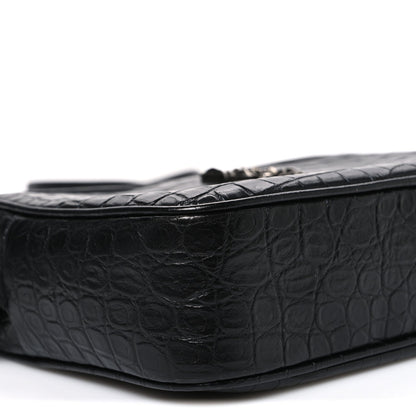 Calfskin Crocodile Embossed Monogram Lou Camera Bag Black