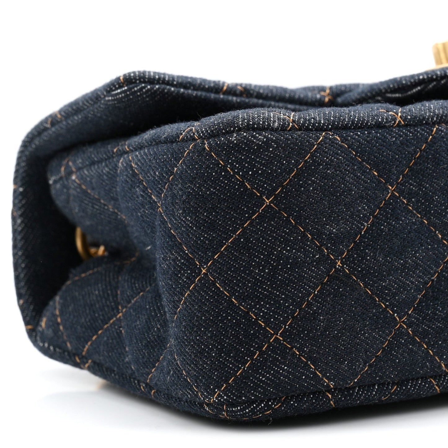 Denim Quilted Mini Rectangular Flap Dark Blue