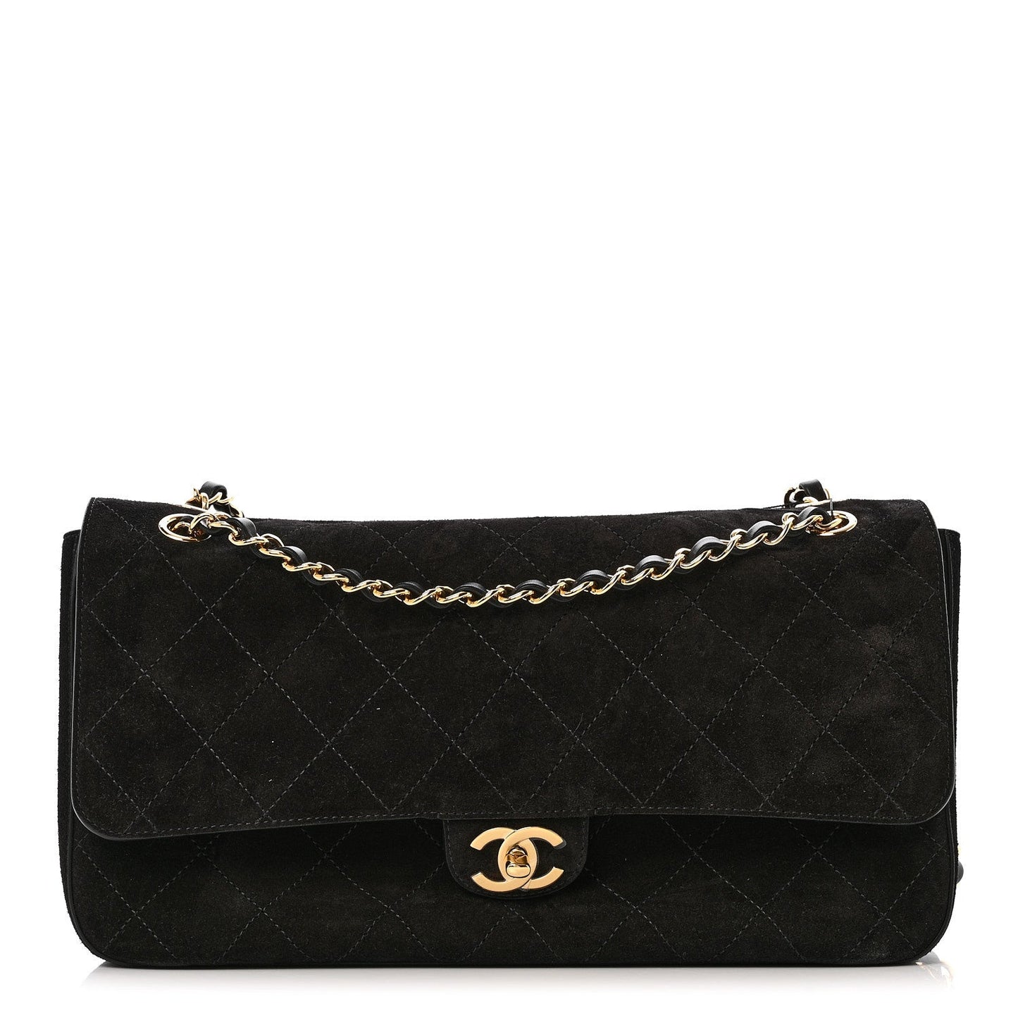 Suede Calfskin Small Souplissimo Maxi Flap Black