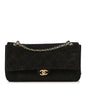 Suede Calfskin Small Souplissimo Maxi Flap Black