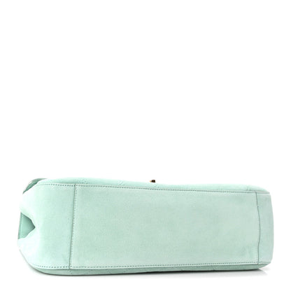 Suede Calfskin Small Souplissimo Maxi Flap Green