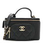 Caviar Quilted Top Handle Pocket Vanity Case Black