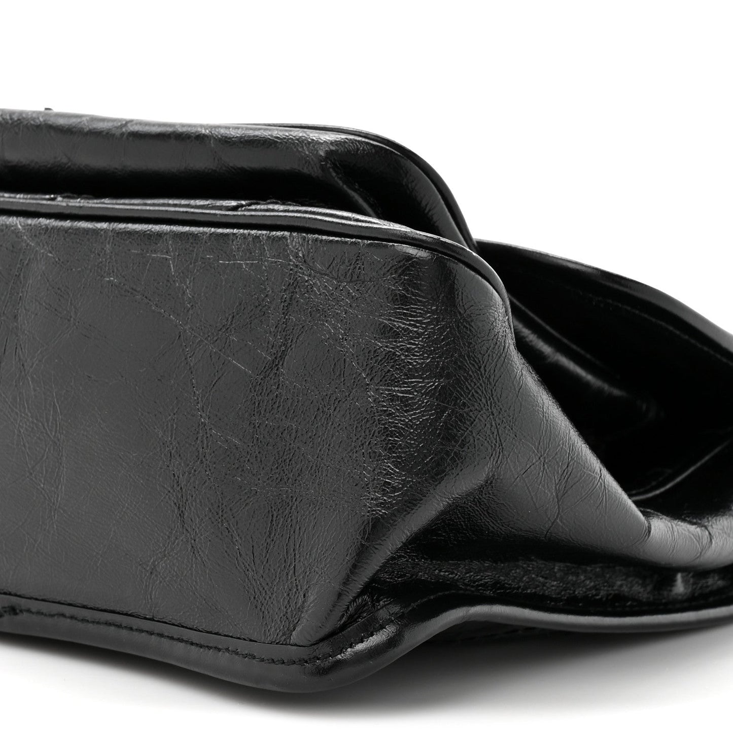 Crinkled Calfskin Matelasse Monogram Medium Niki Chain Satchel Black