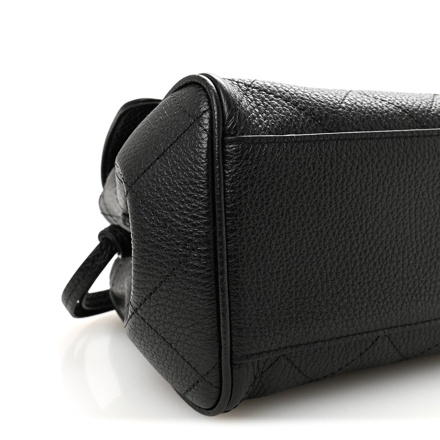 Grained Calfskin Stitched Urban Essentials Small Shopping Bag Black