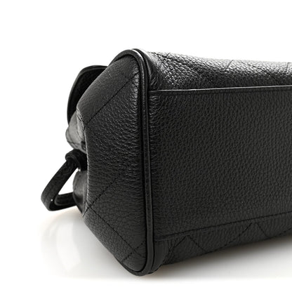 Grained Calfskin Stitched Urban Essentials Small Shopping Bag Black