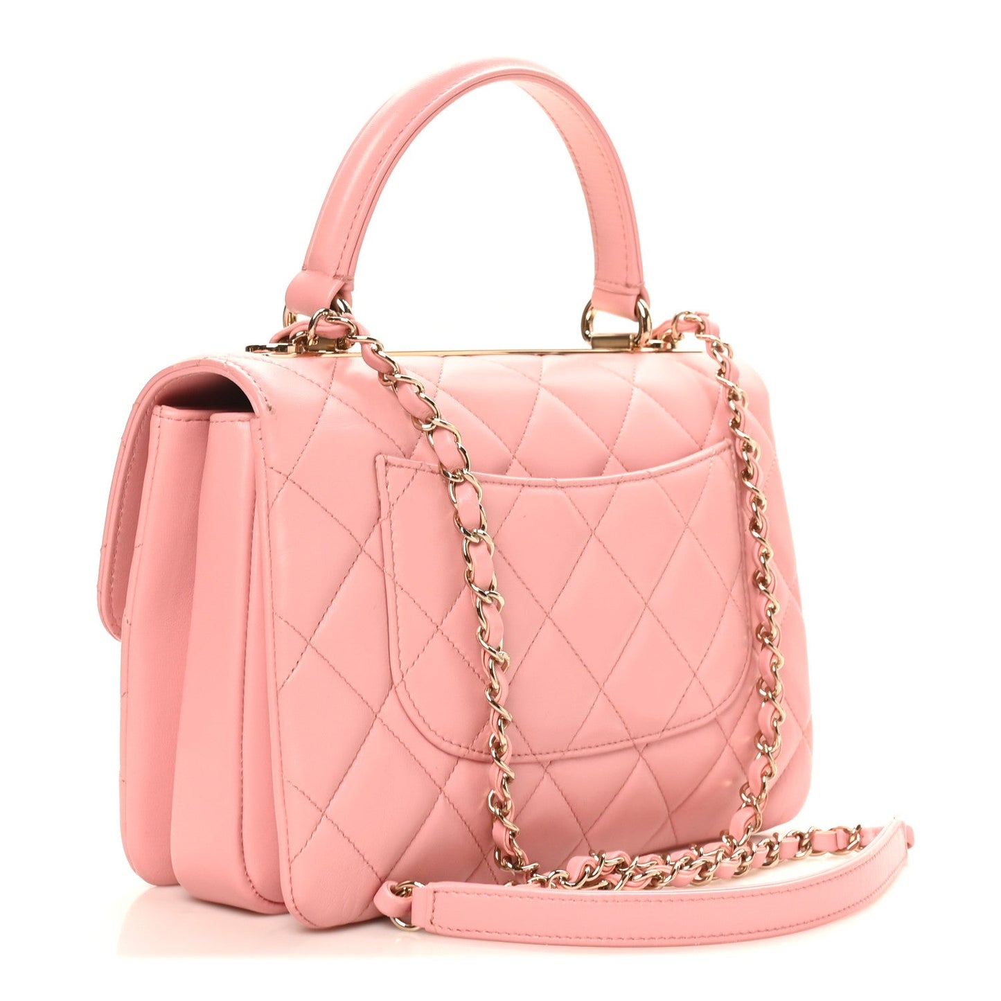 Lambskin Quilted Small Trendy CC Flap Dual Handle Bag Light Pink