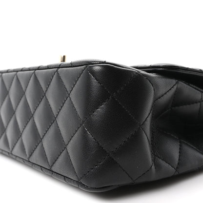 Lambskin Quilted Crystal Top Handle Small Rectangular Flap Black