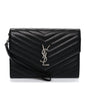 Grain De Poudre Matelasse Chevron Monogram Envelope Clutch Black