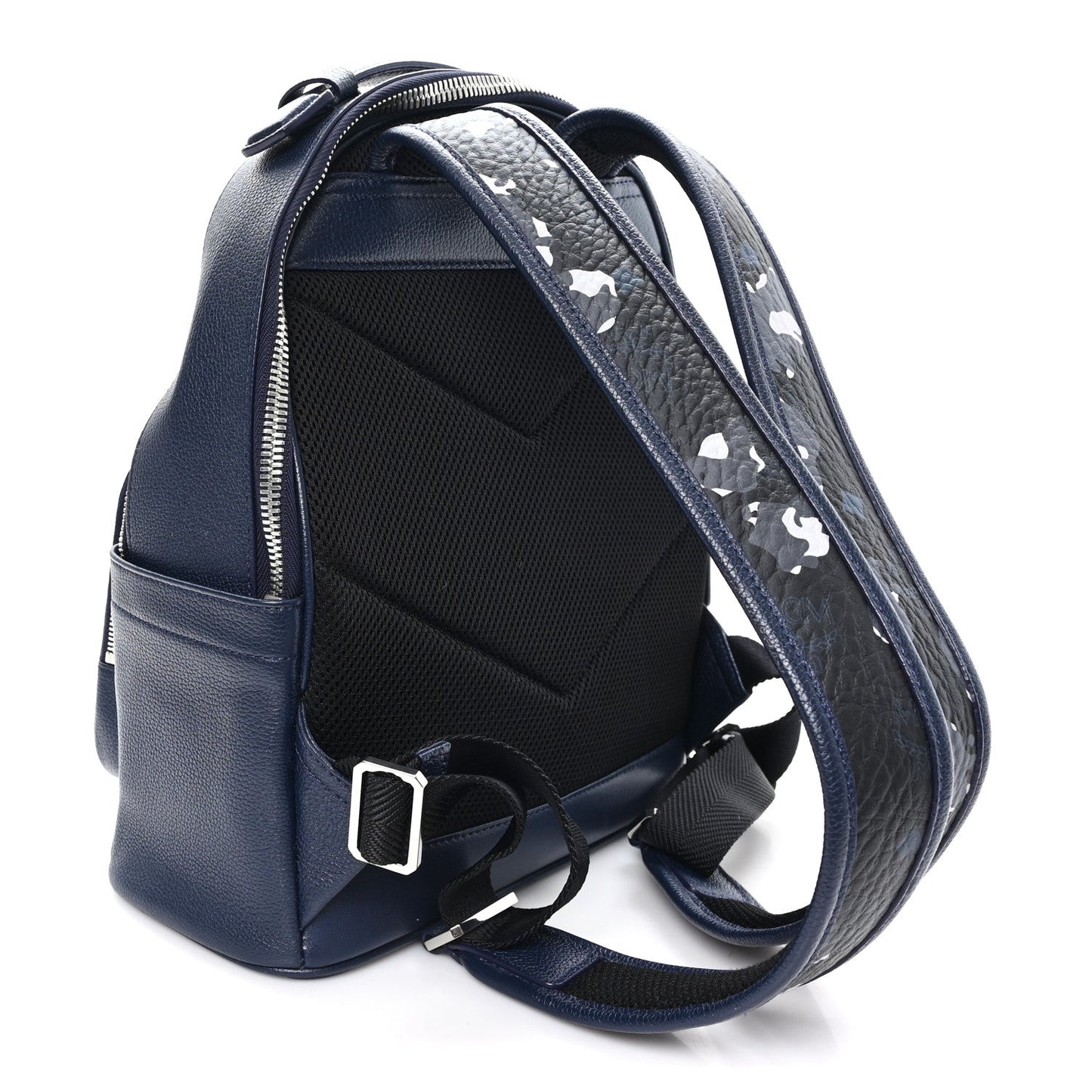 Calfskin Visetos Floral Leopard Klassik Small Stark Backpack Blue Black
