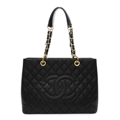 Caviar Quilted Grand Shopping Tote GST Black