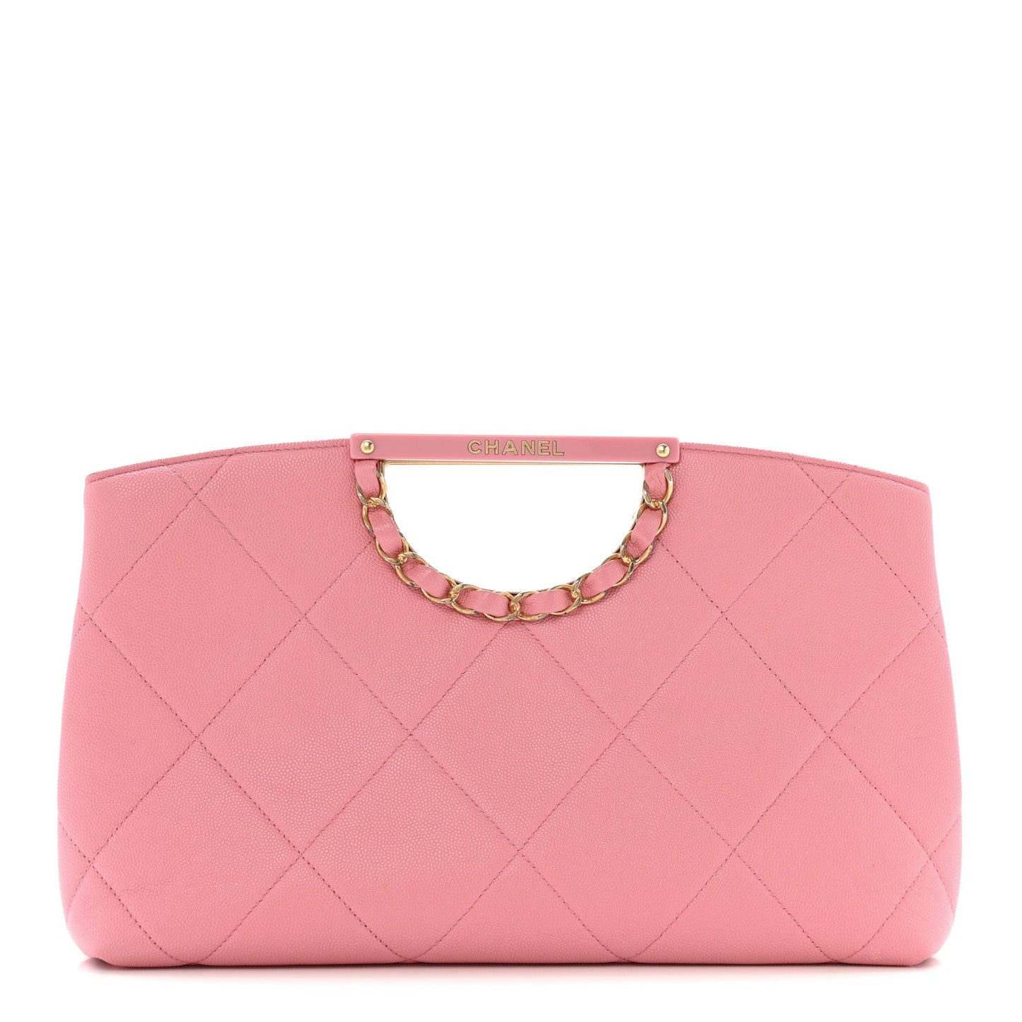 Caviar Quilted A Real Catch Clutch Pink