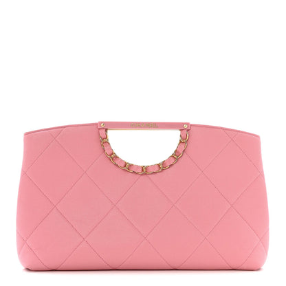 Caviar Quilted A Real Catch Clutch Pink