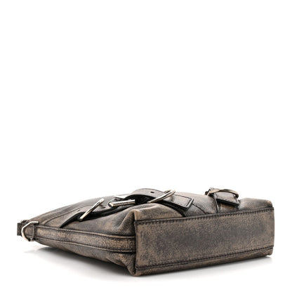 Lambskin Crackled Vintage Calfskin Small Voyou Crossbody Bag Brown