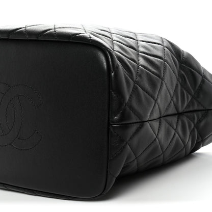 Lambskin Quilted Large Perfect Meeting Hobo Black