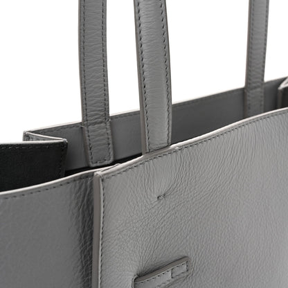 Calfskin Voyou Small North South Tote  Light Grey