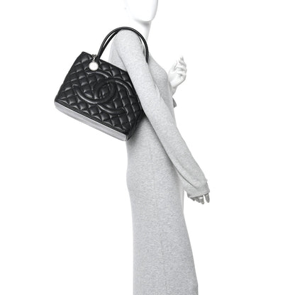 Caviar Quilted Medallion Tote Black